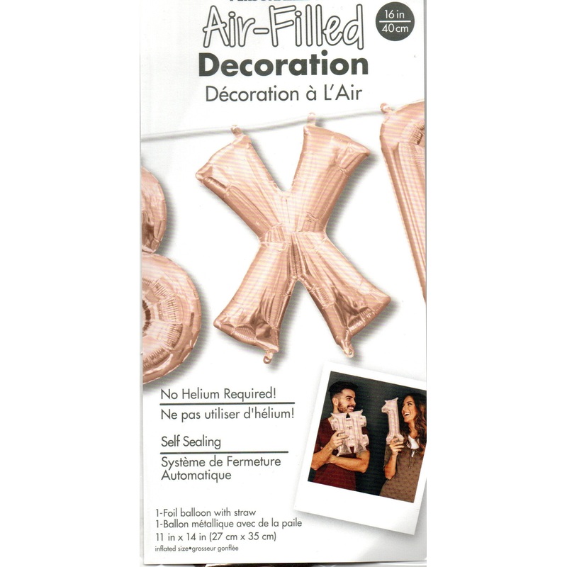 16inch Letter X Rose Gold - NON FLYING  Air-Filled Only
