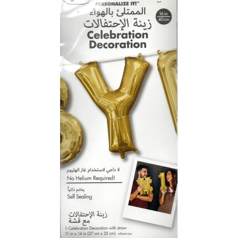 16inch Letter Y Gold NON FLYING Air-Filled Only