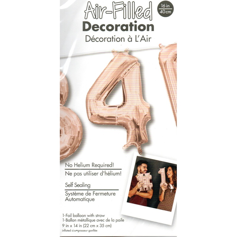 16inch Number 4 Rose Gold -  NON FLYING Air-Filled Only