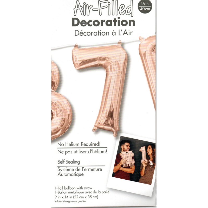 16inch Number 7 Rose Gold -  NON FLYING Air-Filled Only