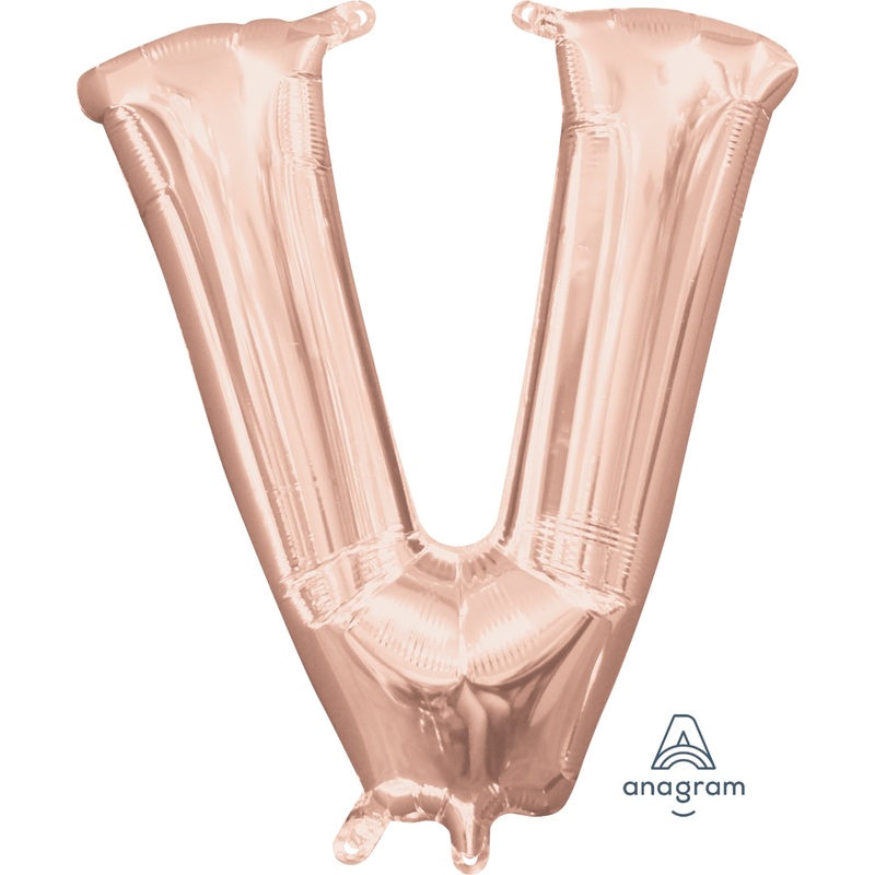 Jumbo Letter V Rose Gold - Helium Filled