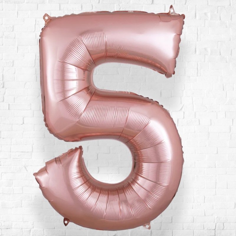 Number Five Rose Gold Helium Filled