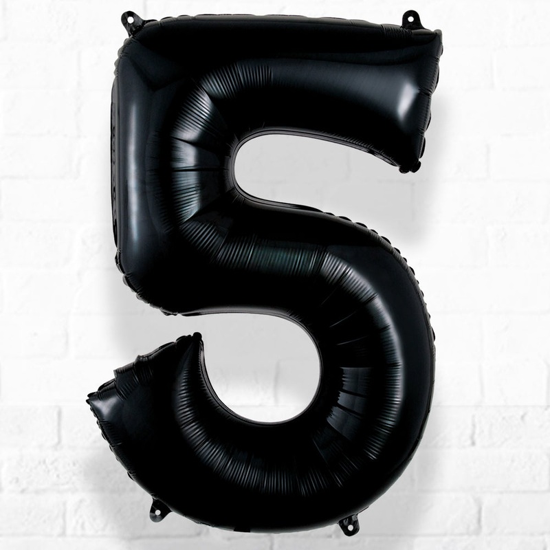 Number Foil Number Five Black Helium Filled