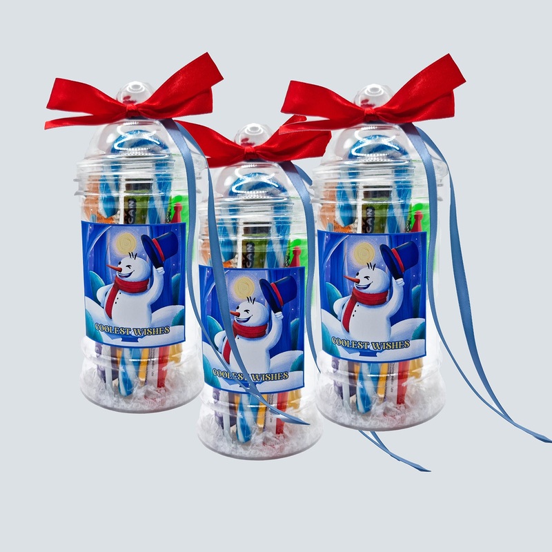 Pre Filled Christmas Party Treat Jars With Sweets And Toys