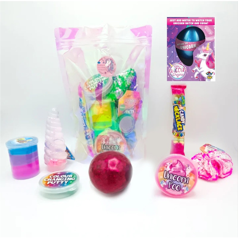 Pre Filled Unicorn Mega Slime Party Gift Bags For Girls
