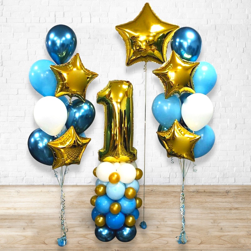 Royal Prince Balloon Bouquet & Any Sngle Number Arrangement - Package Set