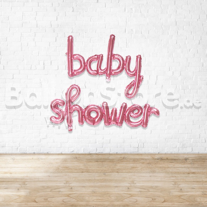Script Baby Shower PINK - Air-Filled - NON FLYING / NO HELIUM
