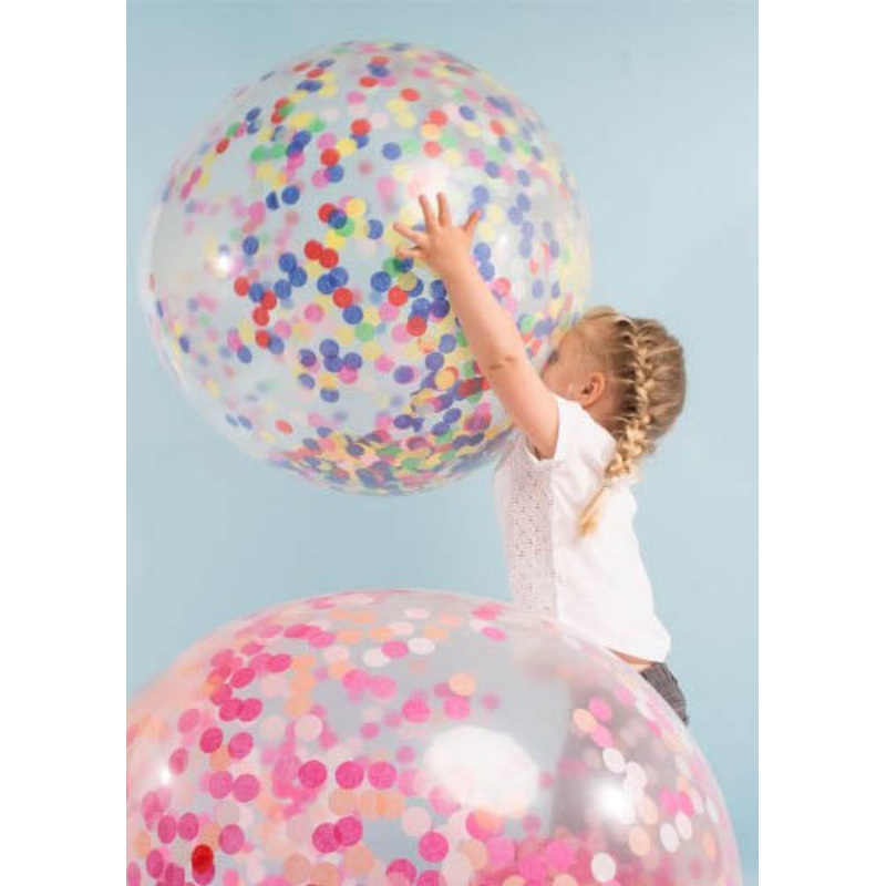 Super Jumbo Multi color 30" Balloon Confetti Balloon - HELIUM Filled