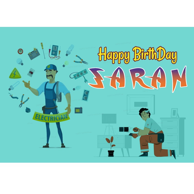 Electrician Theme Personalized Backdrop