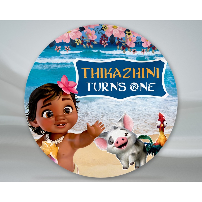 Moana Theme Personalized Round Backdrop