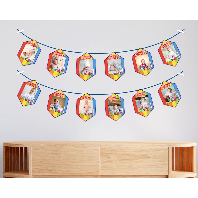 Number Blocks Theme 12 Months Photo Banner