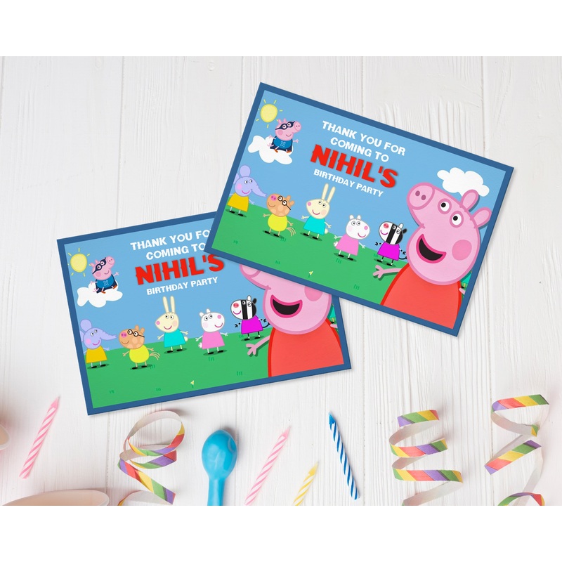 Peppa Pig Theme  Customized Thank You Card