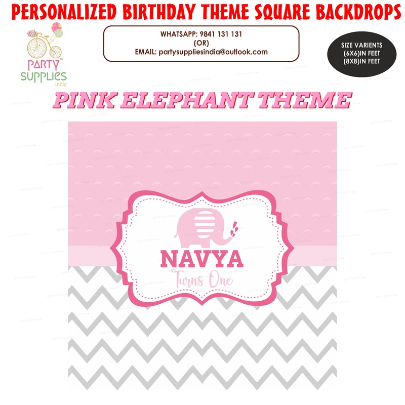 Pink Elephant Theme Customized Square Backdrop