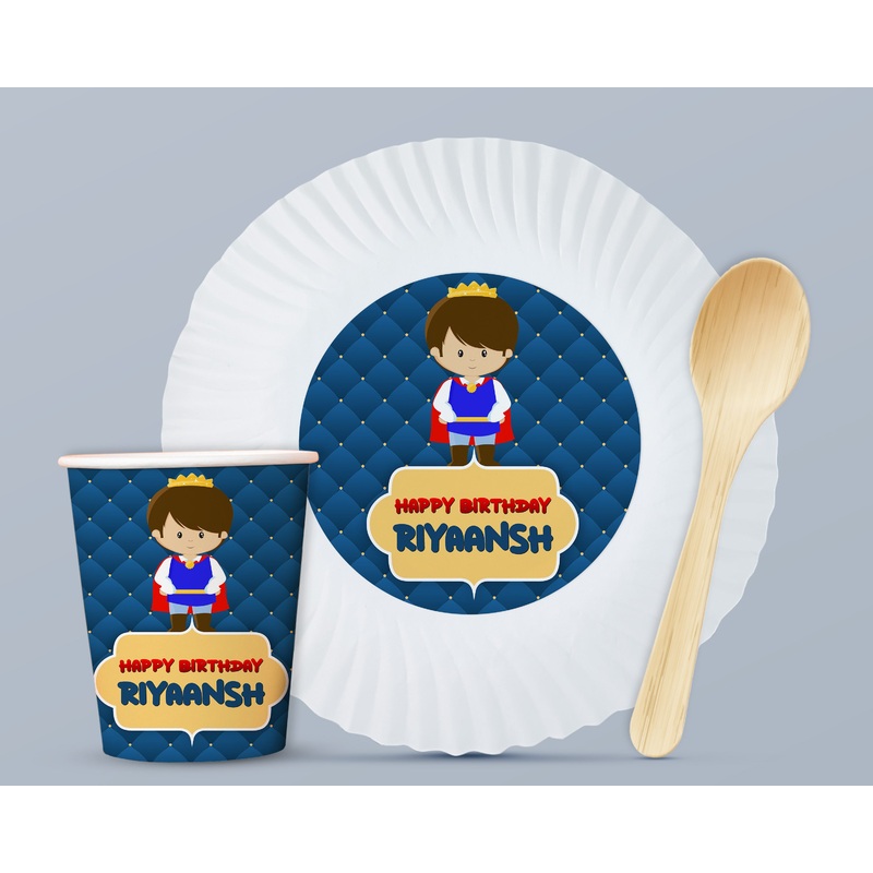 Prince Theme Party Cups and Plates Combo