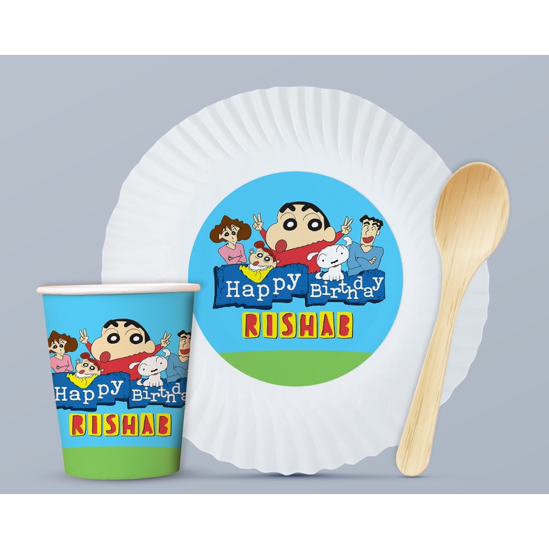 Shinchan Theme Party Cups and Plates Combo