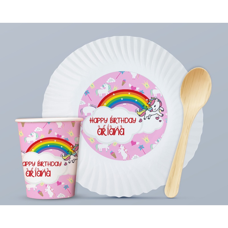 Unicorn Theme Party Cups and Plates Combo
