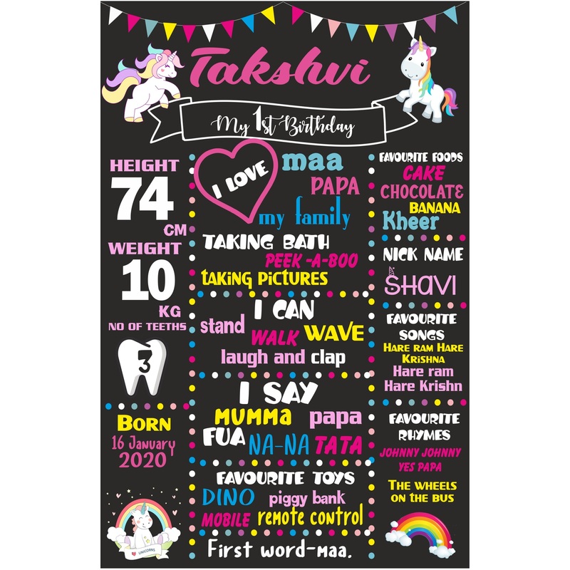 Unicorn Theme Personalized Chalk Board