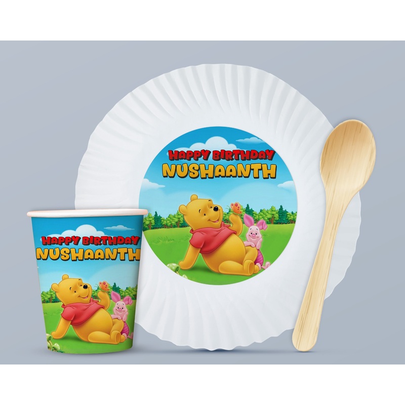 Winnie the Pooh Theme Party Cups and Plates Combo