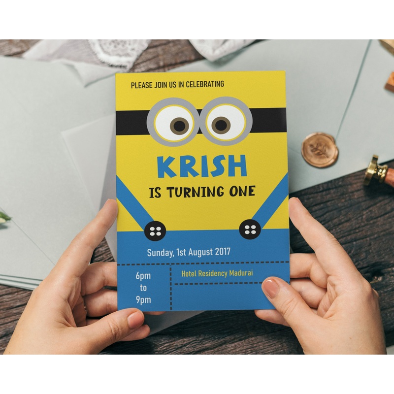 Minion Theme Customized Invite