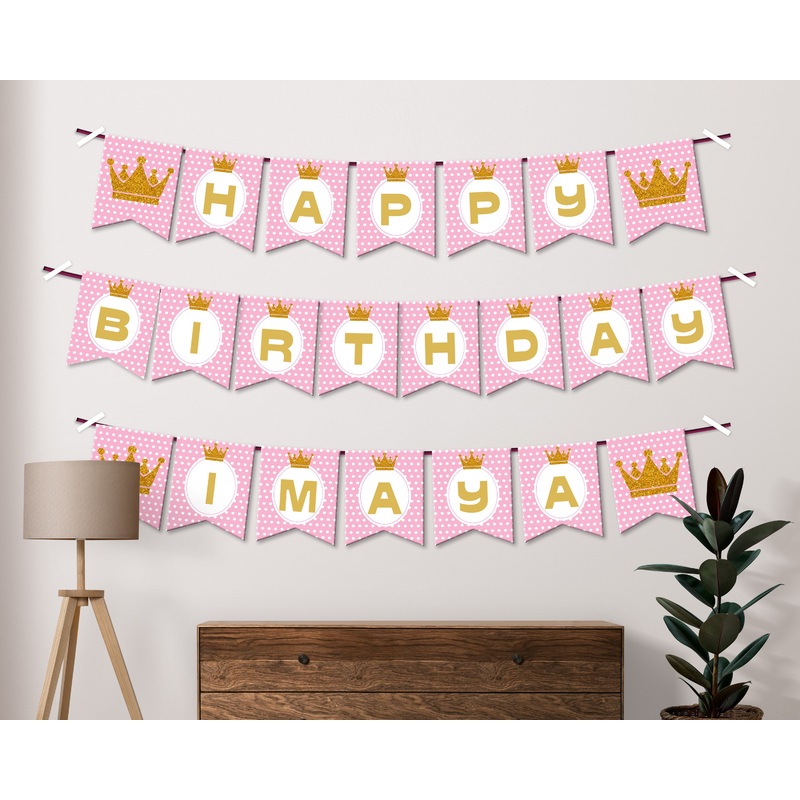 Princess Theme Flag with Name Hanging