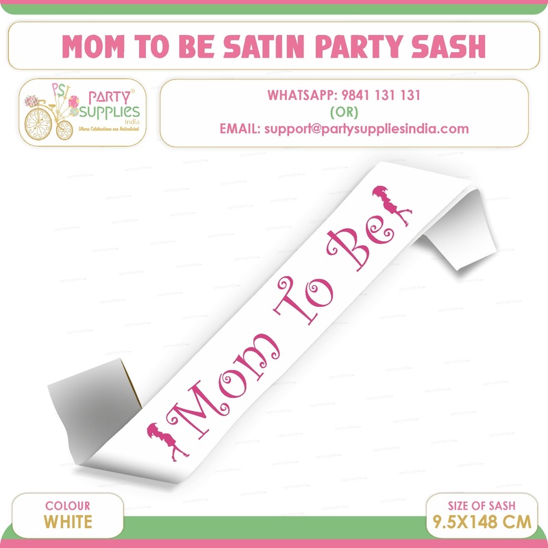 Mom to Be White Satin Party Sash