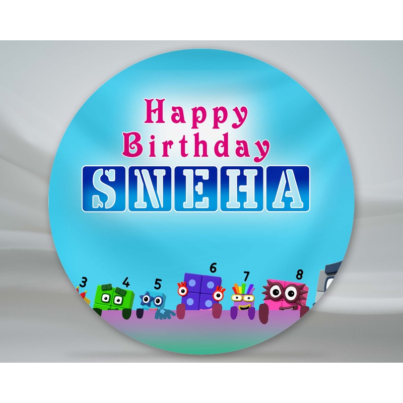 Number Blocks Theme Customized Round Backdrop