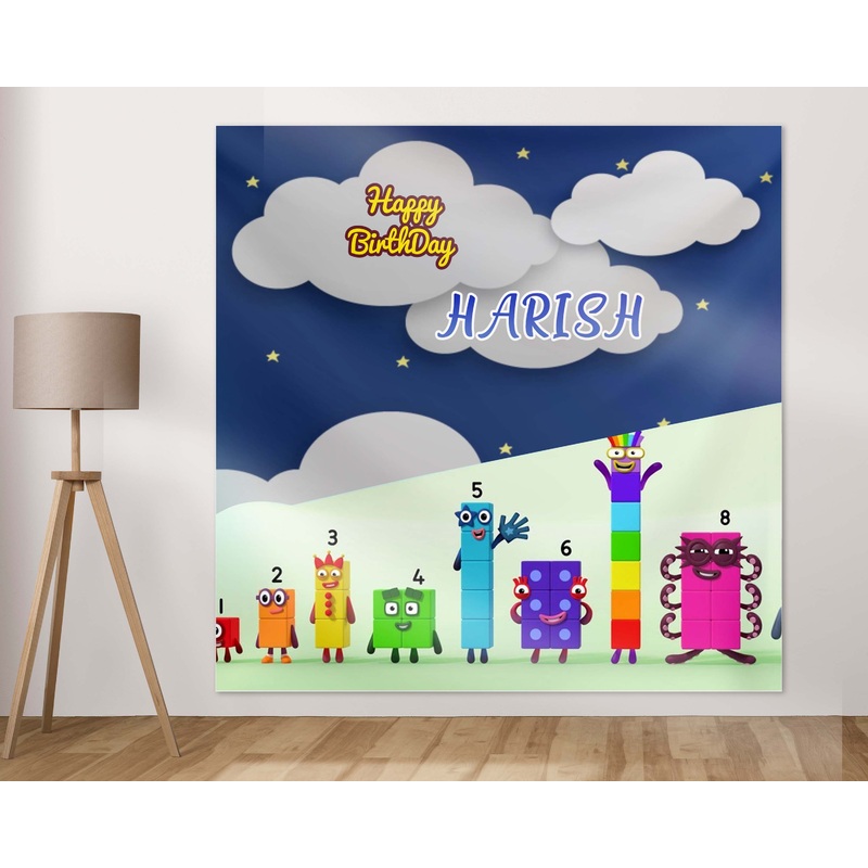 Number Blocks Theme Personalized Square Backdrop