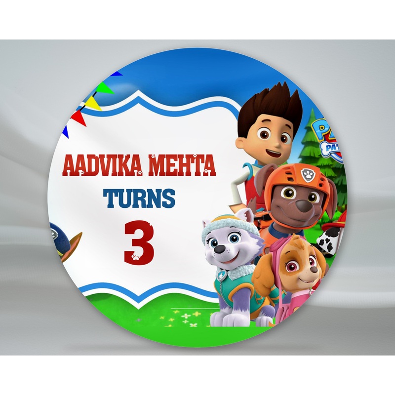 Paw Patrol Theme Personalized Round Backdrop