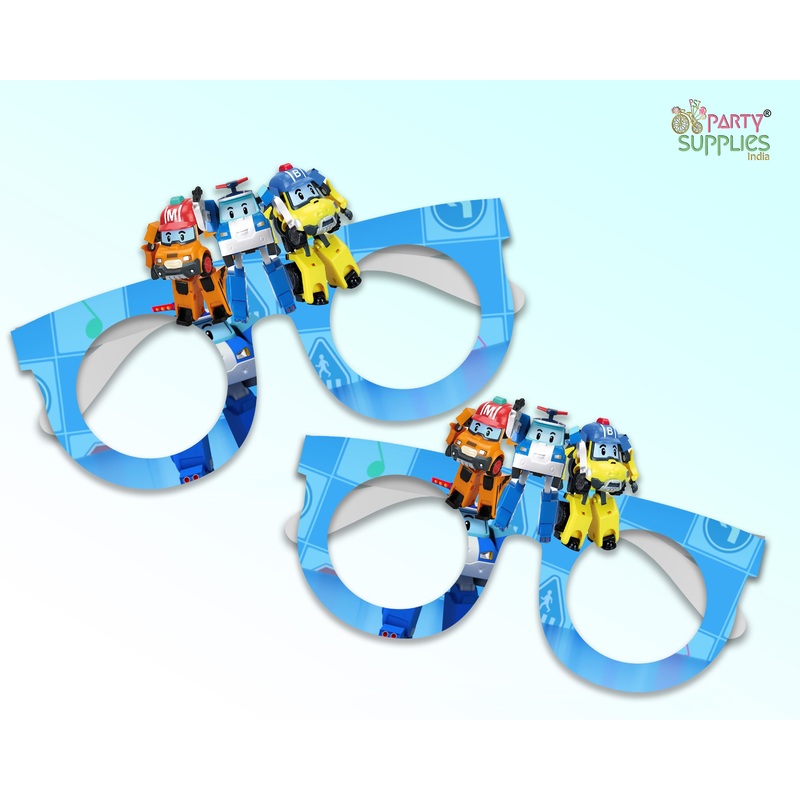 Robo Poli theme Birthday Party glasses