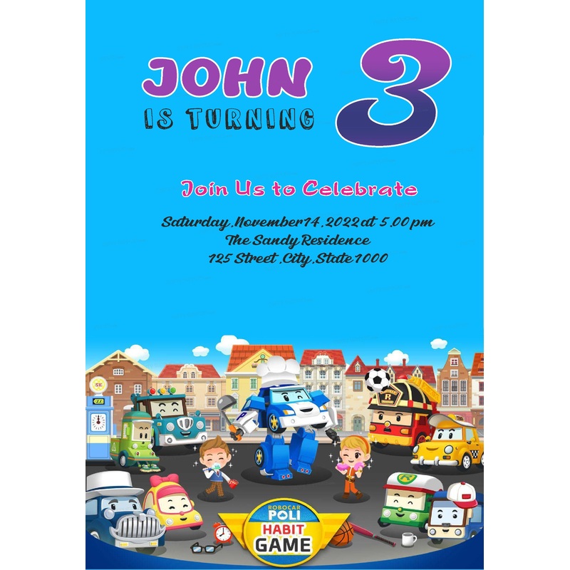 Robo Poli  Theme Customized Invite