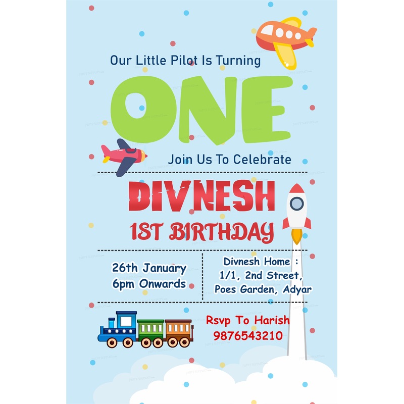 Aeroplane Theme Customized Invite