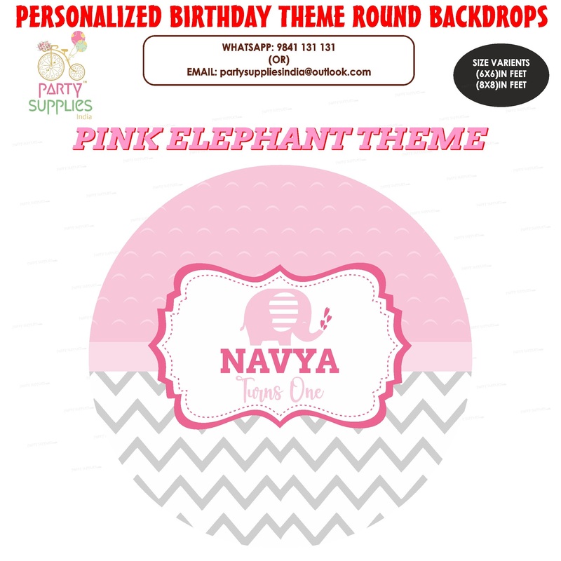 Pink Elephant Theme Customized Round Backdrop