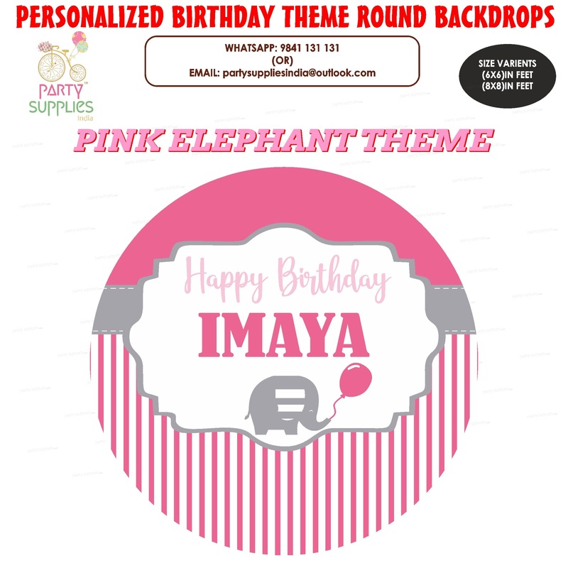 Pink Elephant Theme Round  Backdrop