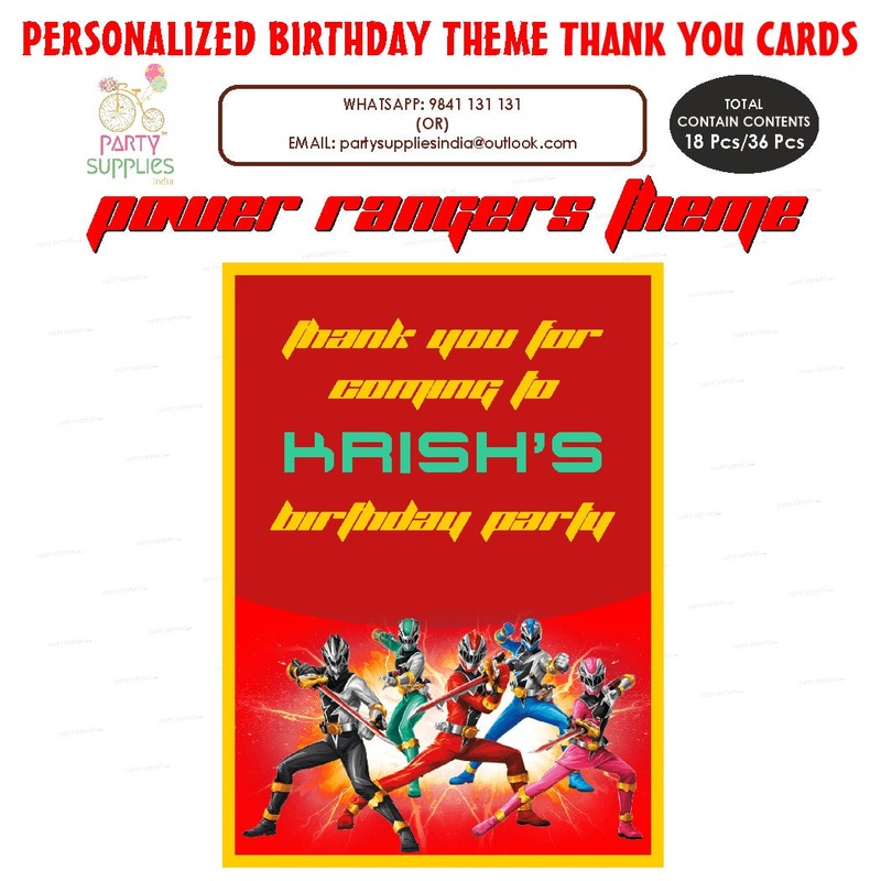 Power Rangers Theme Thank You Card