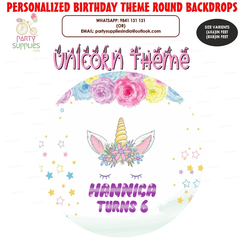 Unicorn Theme Personalized Round Backdrop