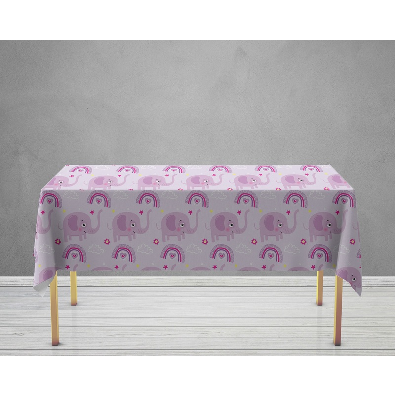 Pink Eelephant Theme Cake Tablecover