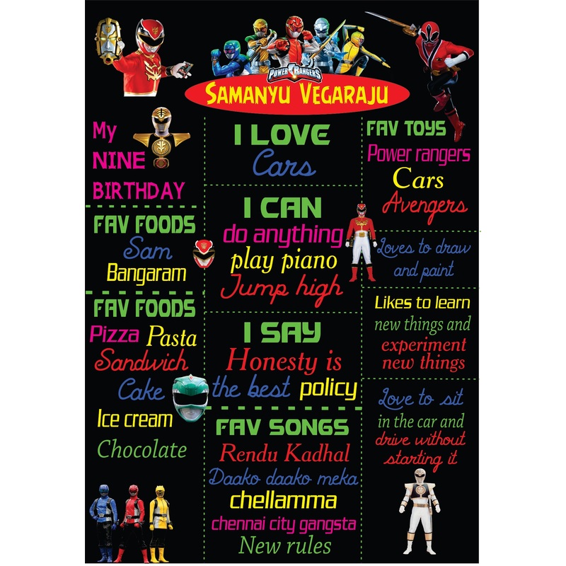 Power Rangers Theme Chalk Board