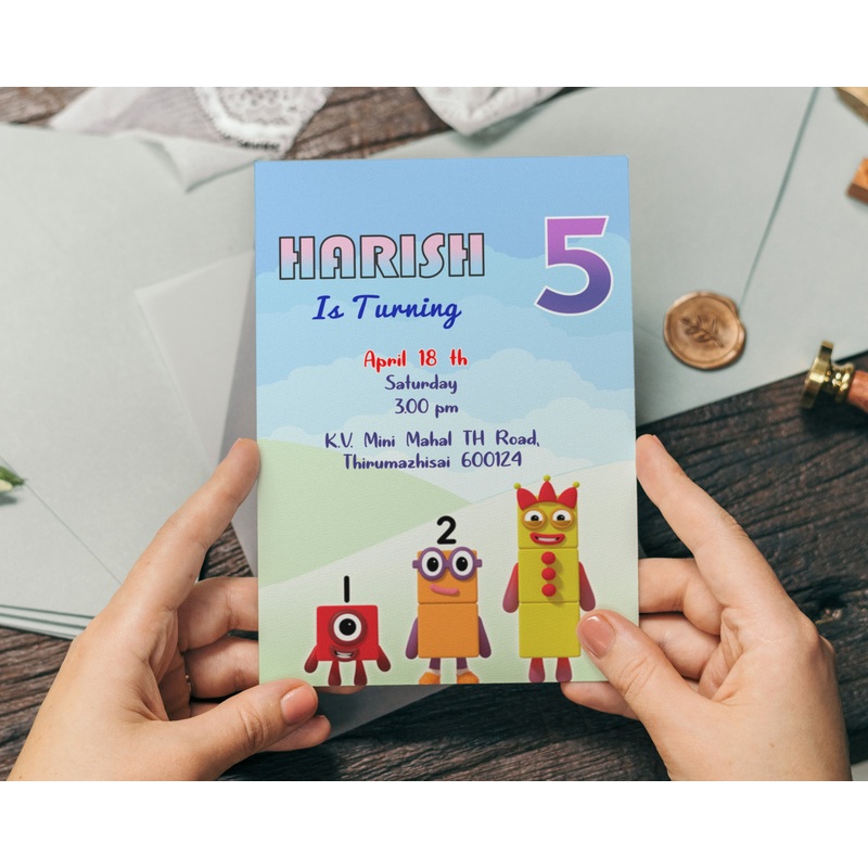 Number Blocks Theme Invite