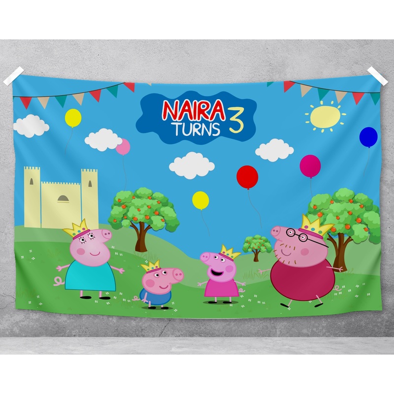 Peppa Pig Theme Customized Backdrop