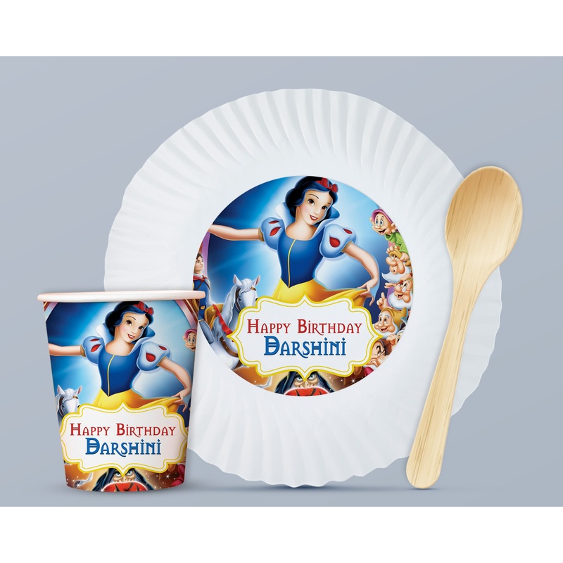 Snow and White Theme Party Cups and Plates Combo