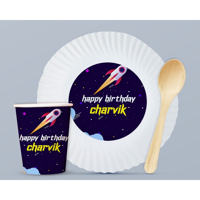 Space Theme Party Cups and Plates Combo