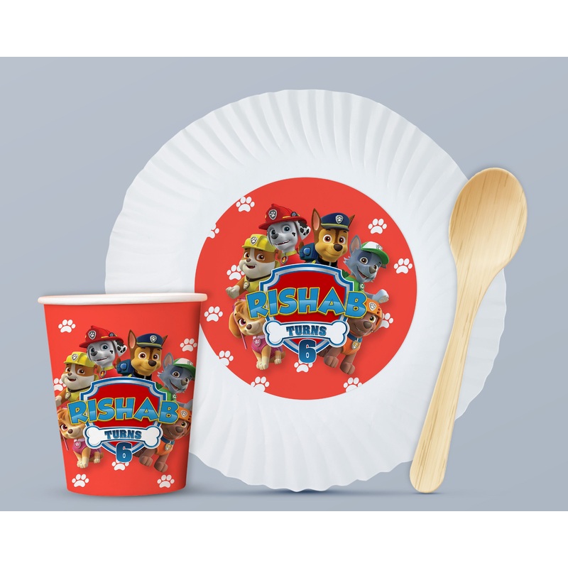 Paw Patrol Theme Party Cups and Plates Combo