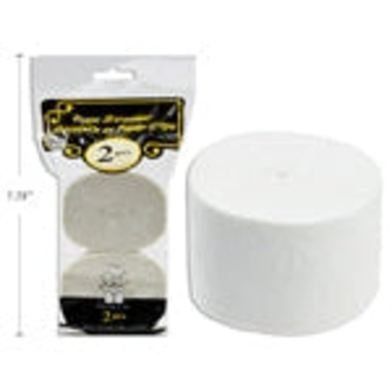 2-Pack White Crepe Streamers, 81' ft each