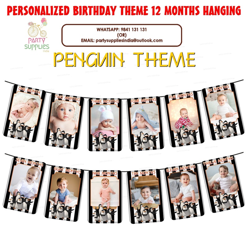 Penguin Theme 12 Months Photo Banner