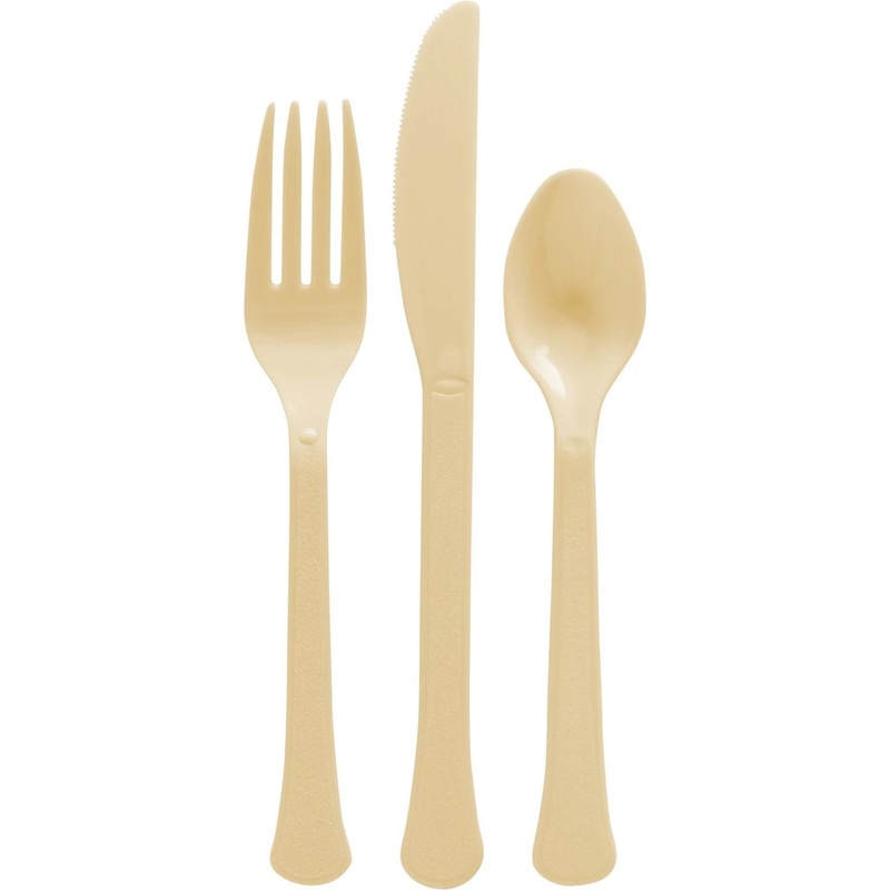 Plastic Cutlery - Gold, Reusable, Assortment, 24 Piece