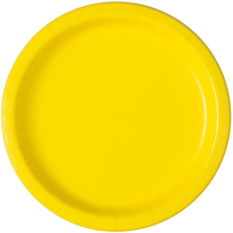 Plates - Dessert, Neon Yellow, Round, 7", 20 Count