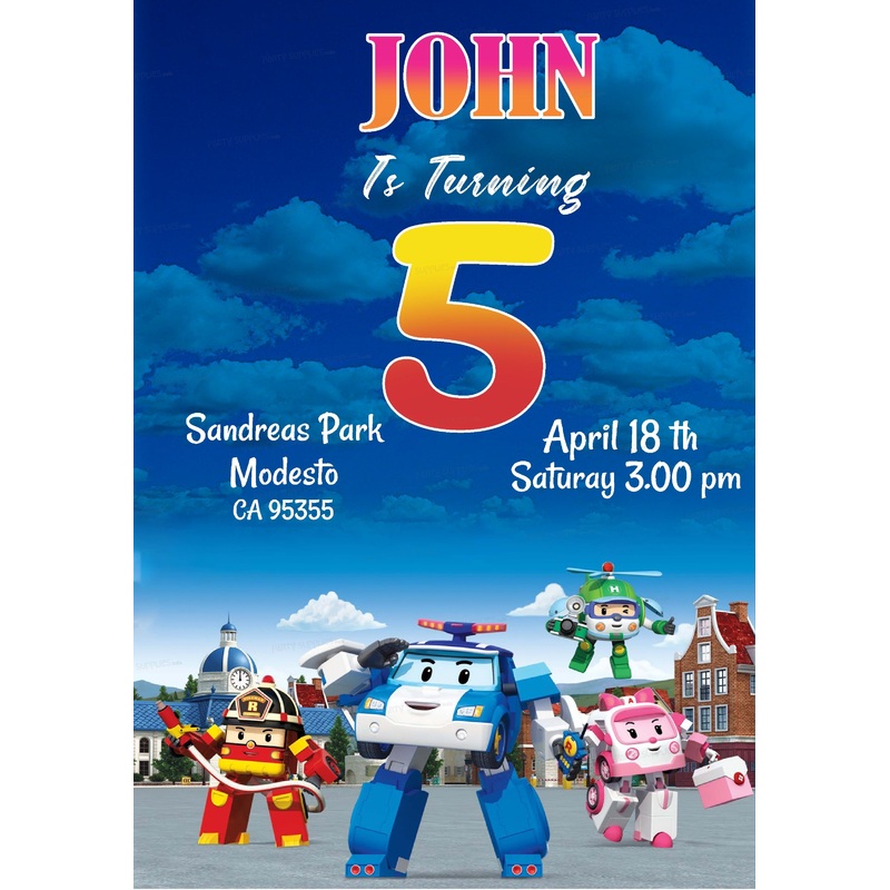 Robo Poli  Theme Invite