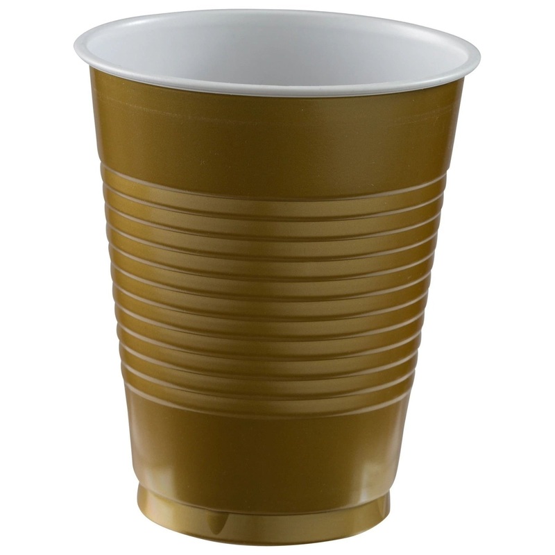 18 Oz. Plastic Cups, 50 Count - Gold