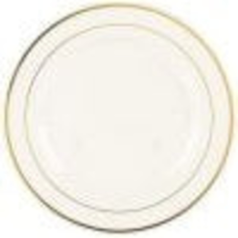 6" Premium White Plastic Plate with Gold Trim - 12 Count