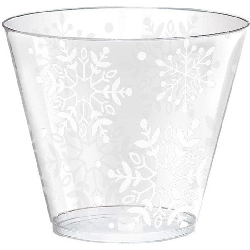 Snowflake Plastic Tumblers, 9 Oz